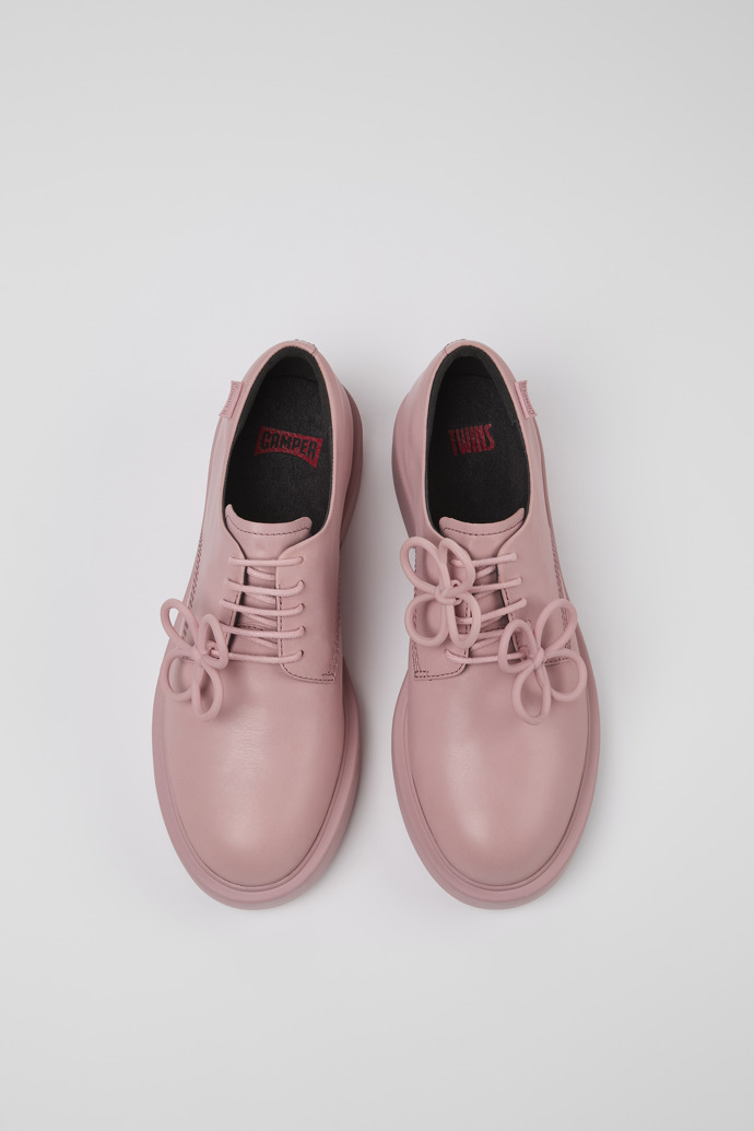 Overhead view of Twins Pink leather shoes for women