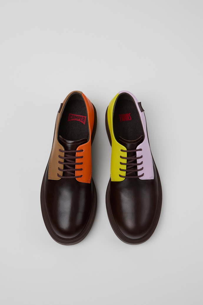 Overhead view of Twins Multicolored leather shoes for women