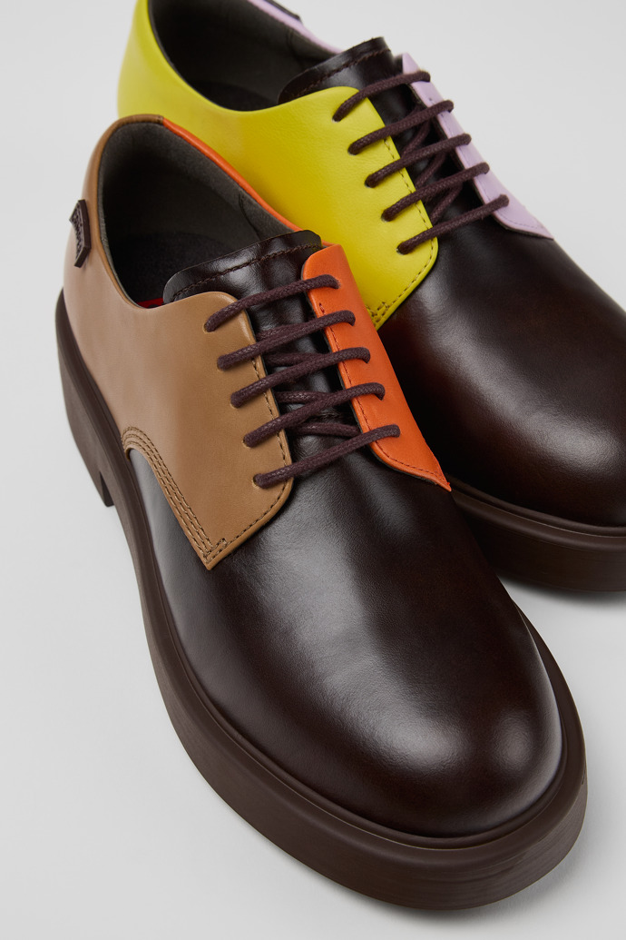Close-up view of Twins Multicolored leather shoes for women