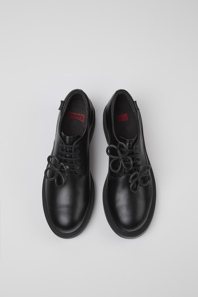 Overhead view of Twins Black leather shoes for women