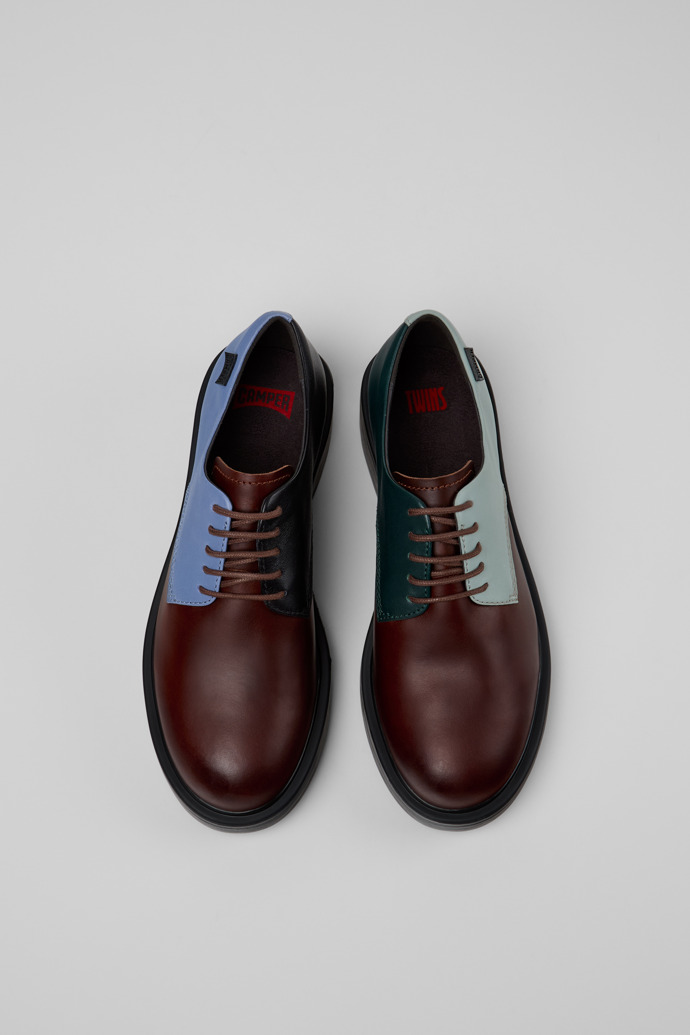 Overhead view of Twins Multicolor Leather Shoes for Women.
