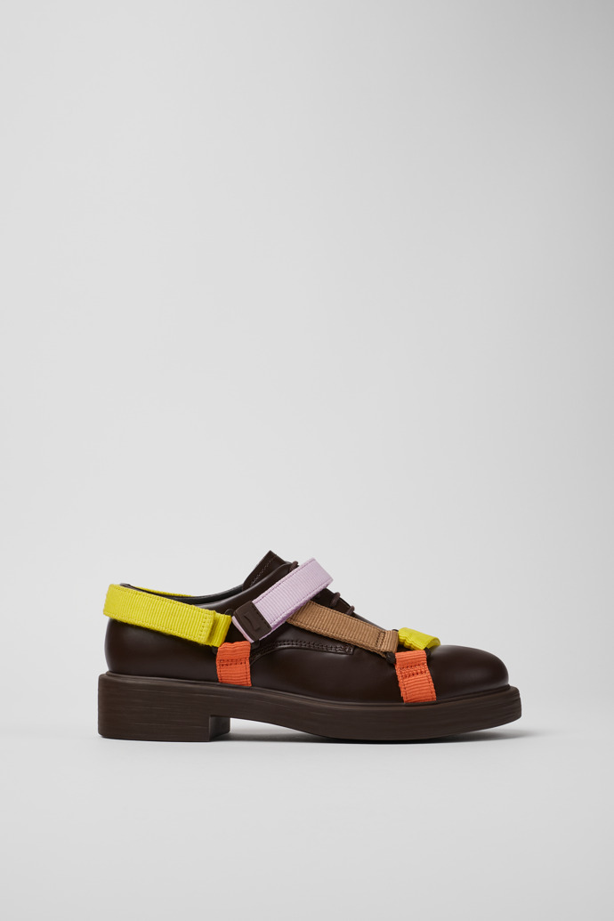 Side view of Twins Multicolored leather and textile shoes for women
