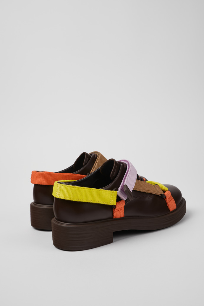 Back view of Twins Multicolored leather and textile shoes for women