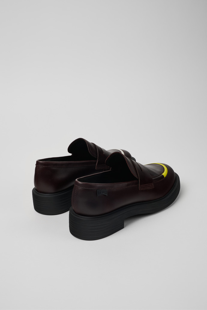 Back view of Twins Burgundy leather loafers for women