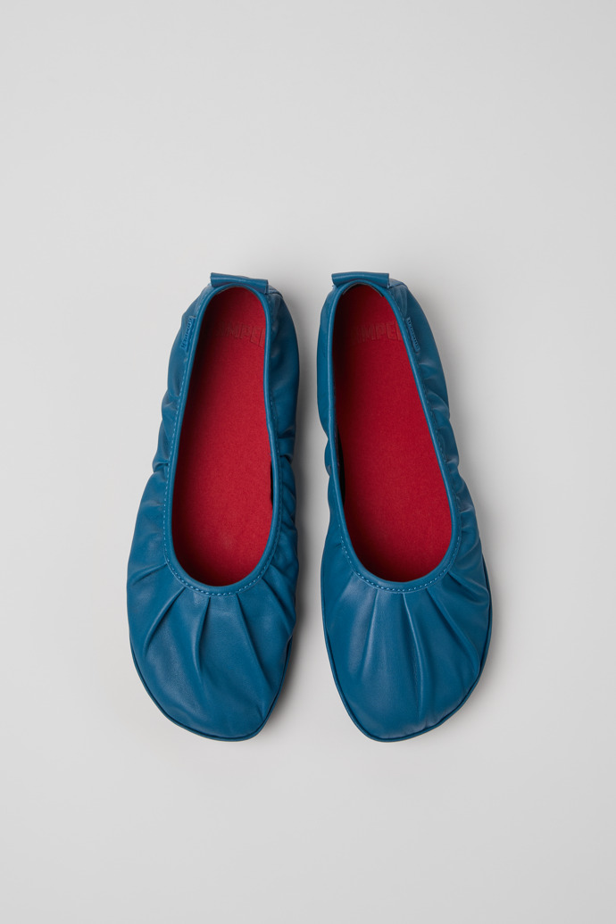Right Nina Bailarinas azules de piel para mujer.