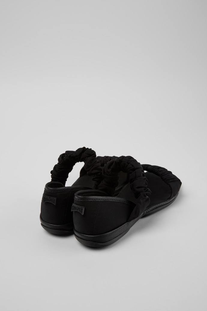 Back view of Right Black Recycled PET and Leather Sandals for Women.