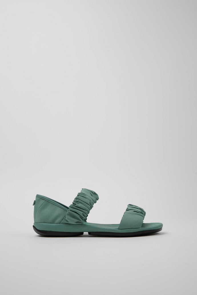 Right Grüne Sandalen aus recyceltem PET und Leder für Damen.