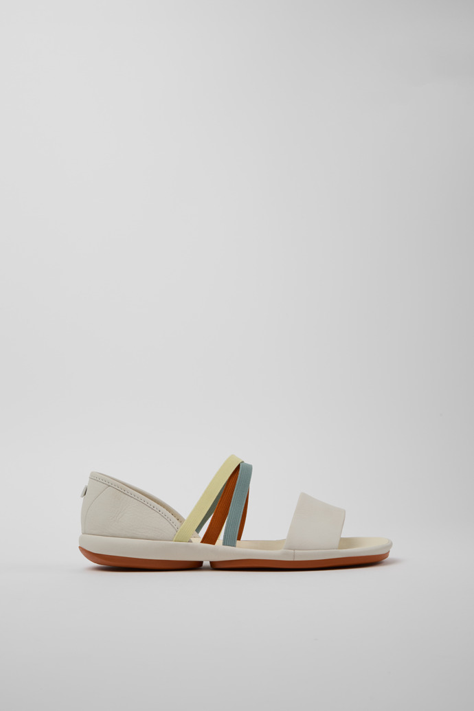 Side view of Twins White Leather Women's Sandals.