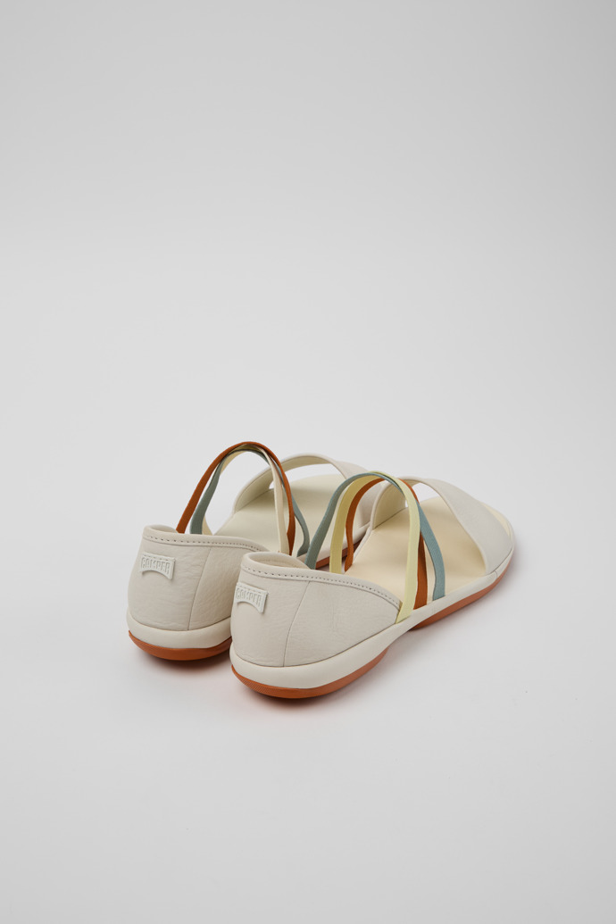 Back view of Twins White Leather Women's Sandals.