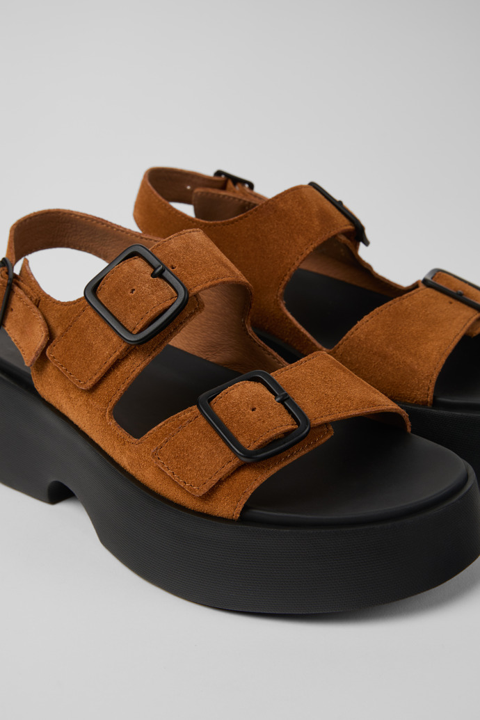 Close-up view of Tasha Brown Nubuck Sandals for Women.