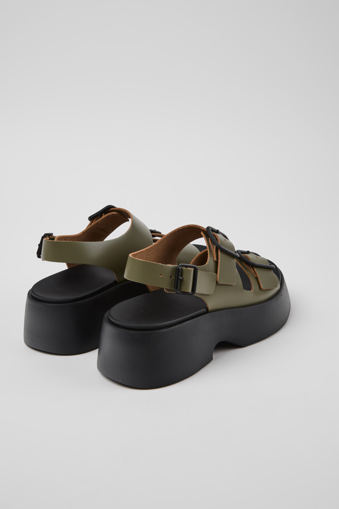 Back view of Tasha Green Leather Sandals for Women.