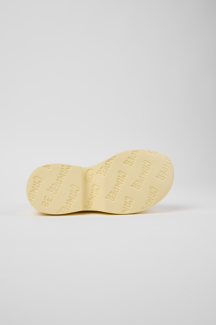 The soles of Tasha Yellow Leather Sandals for Women.