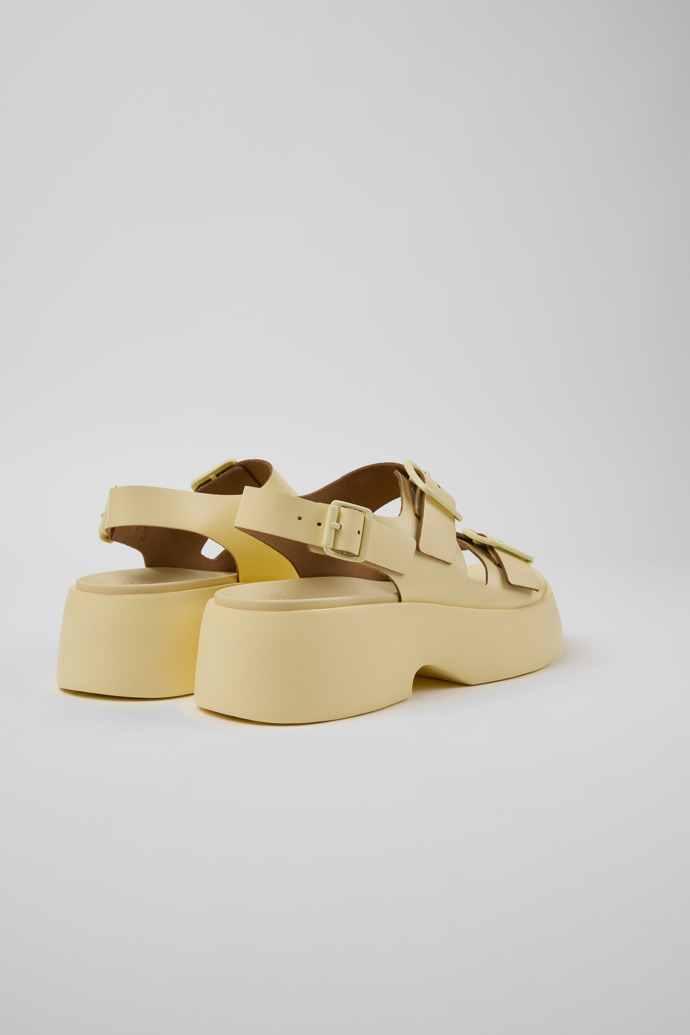 Back view of Tasha Yellow Leather Sandals for Women.