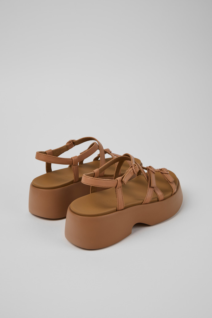 Tasha Nude Leather Sandals for Women. arkadan görünümü