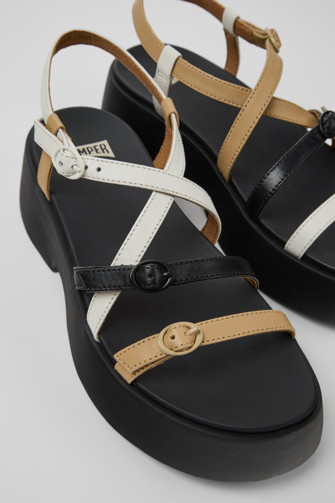 Close-up view of Twins Multicolor Leather Sandals for Women.