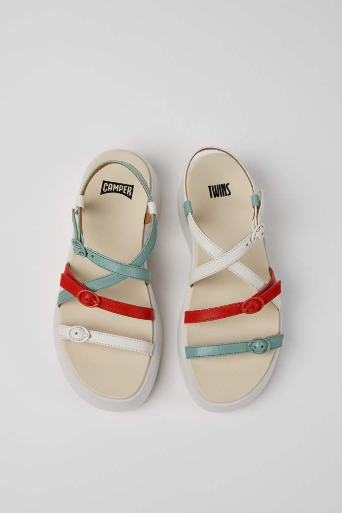 Overhead view of Twins Multicolor Leather Sandals for Women.