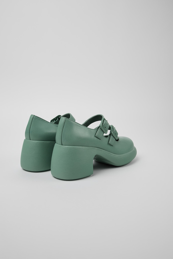 Back view of Thelma Green Leather Shoes for Women.