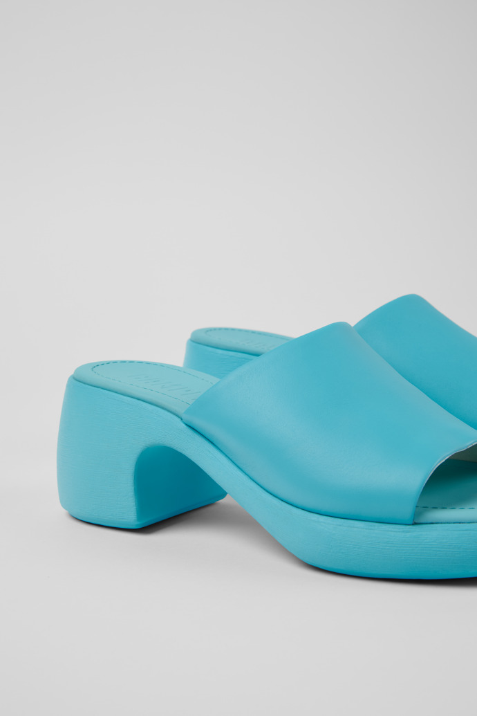 Close-up view of Thelma Sandal Blue Leather Sandals for Women.