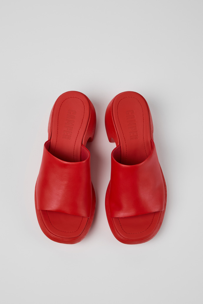 มุมมองด้านบนของ Thelma Sandal Red Leather Sandals for Women.