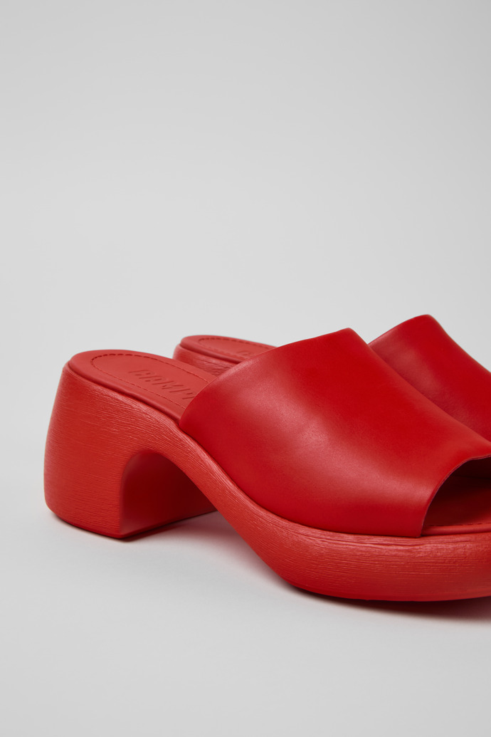 Close-up view of Thelma Sandal Red Leather Sandals for Women.