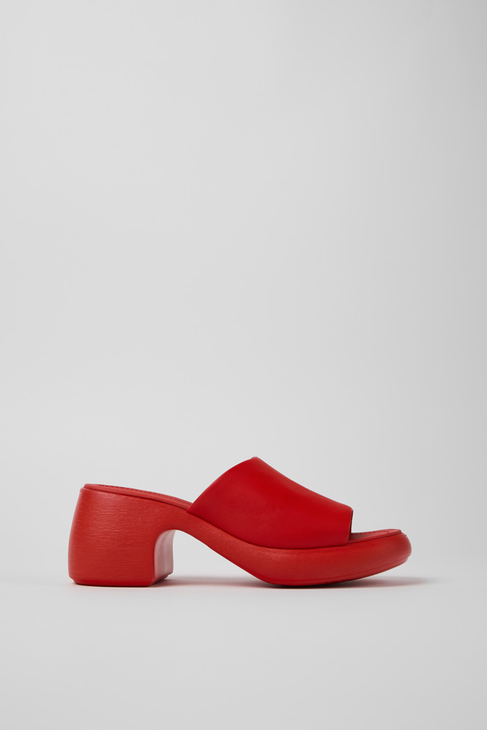 มุมมองด้านข้างของ Thelma Sandal Red Leather Sandals for Women.