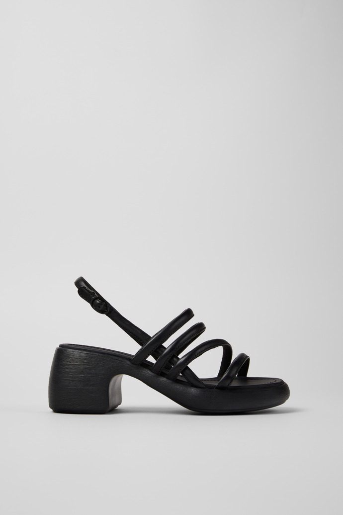 Side view of Thelma Sandal Black Leather Sandals for Women.