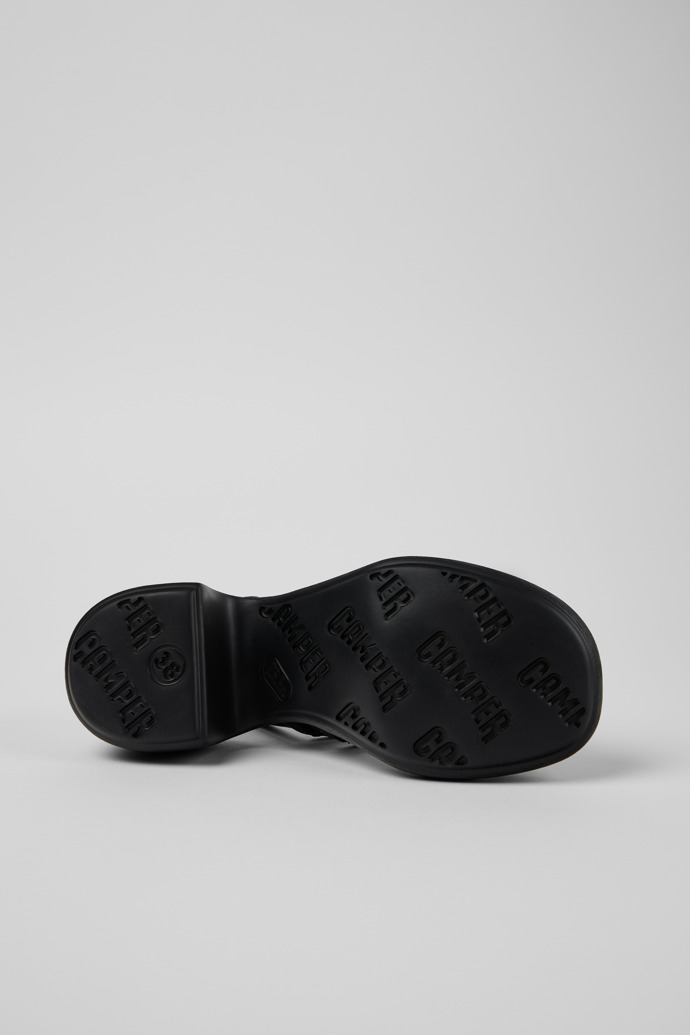 The soles of Thelma Sandal Black Leather Sandals for Women.