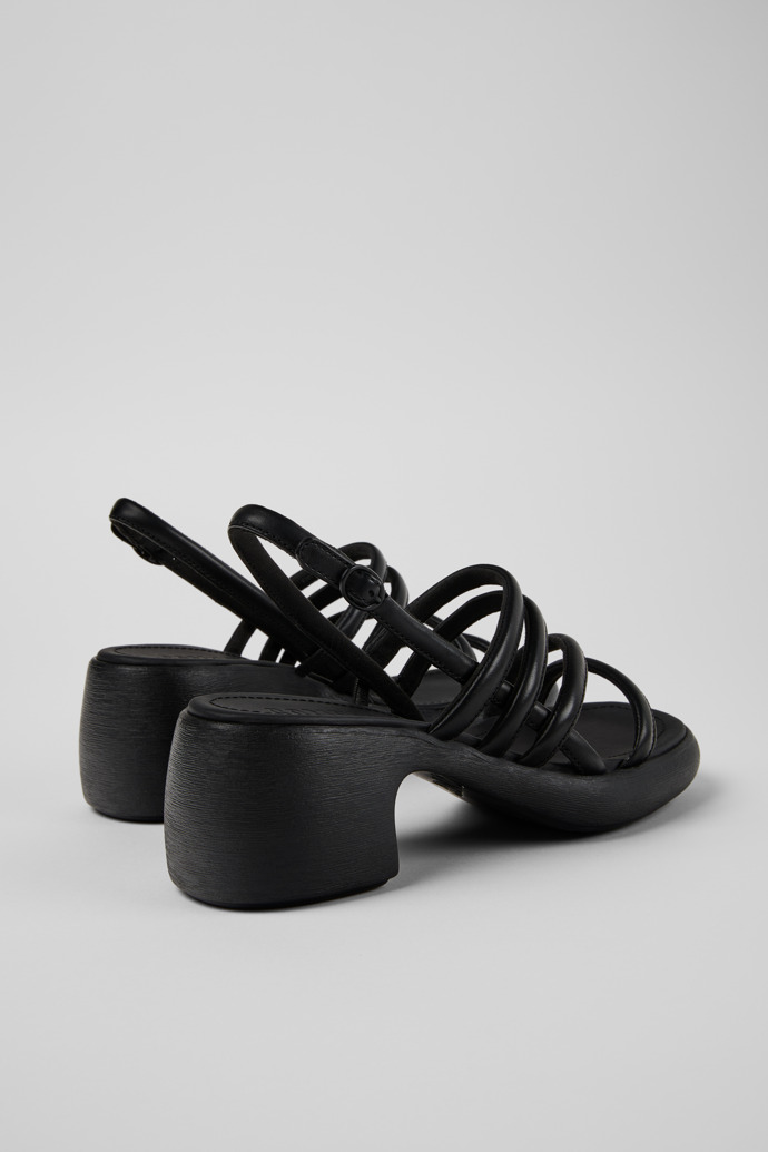 Back view of Thelma Sandal Black Leather Sandals for Women.