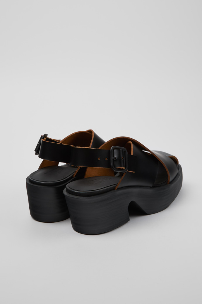 Back view of Billie Black Leather Sandals for Women.