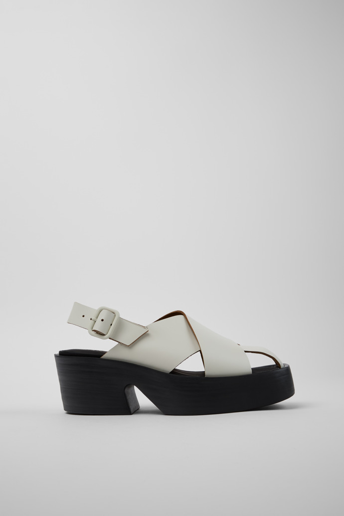 Side view of Billie White Leather Sandals for Women.