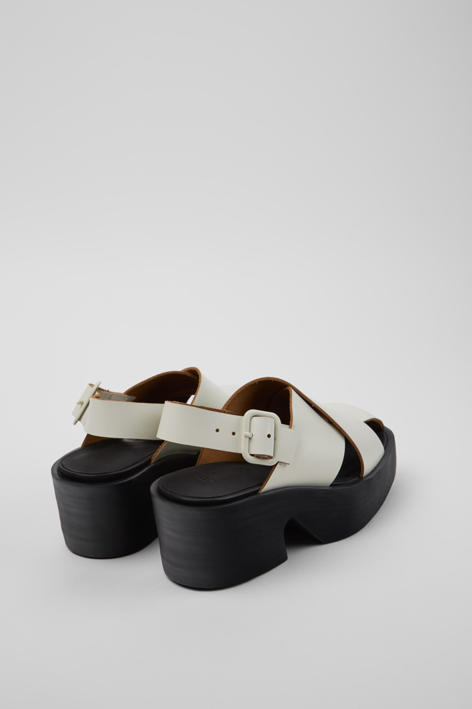 Back view of Billie White Leather Sandals for Women.