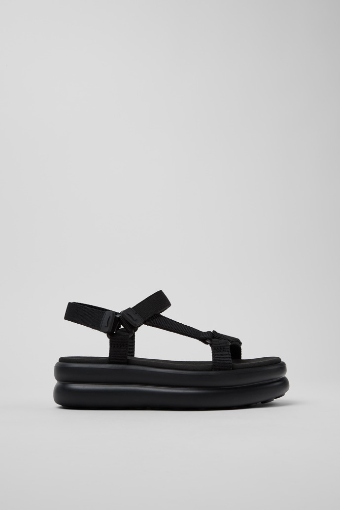 Side view of Pelotas Flota Up Black Recycled PET Sandals for Women.