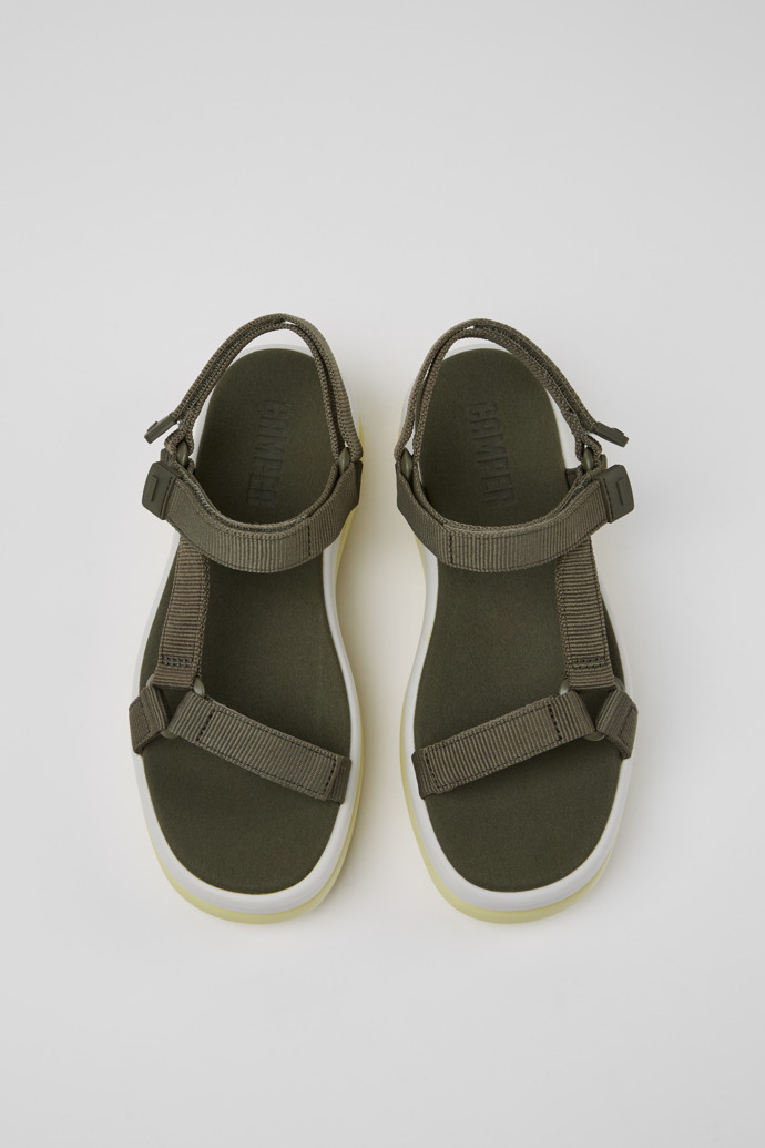 Overhead view of Pelotas Flota Up Green Recycled PET Sandals for Women.