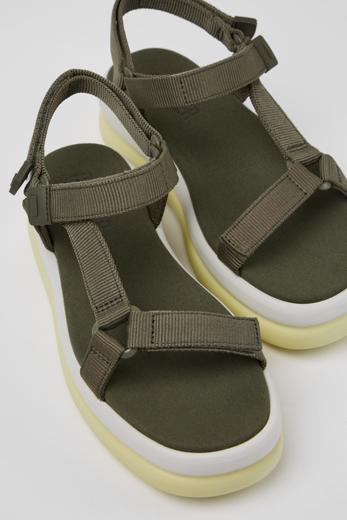 Close-up view of Pelotas Flota Up Green Recycled PET Sandals for Women.