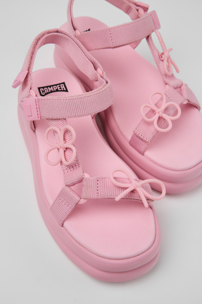 Close-up view of Twins Pink Recycled PET Sandals for Women.