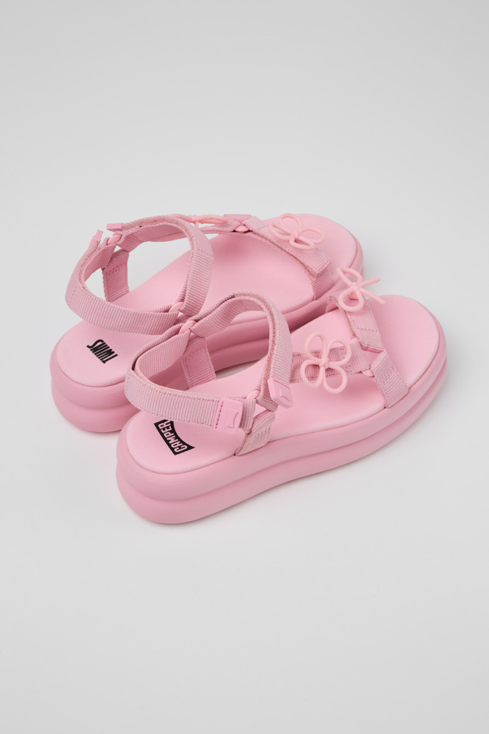 Back view of Twins Pink Recycled PET Sandals for Women.