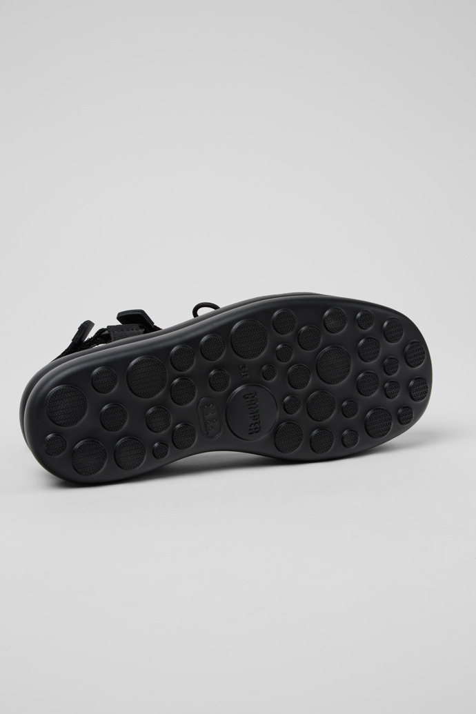 The soles of Twins Black Recycled PET Sandals for Women.