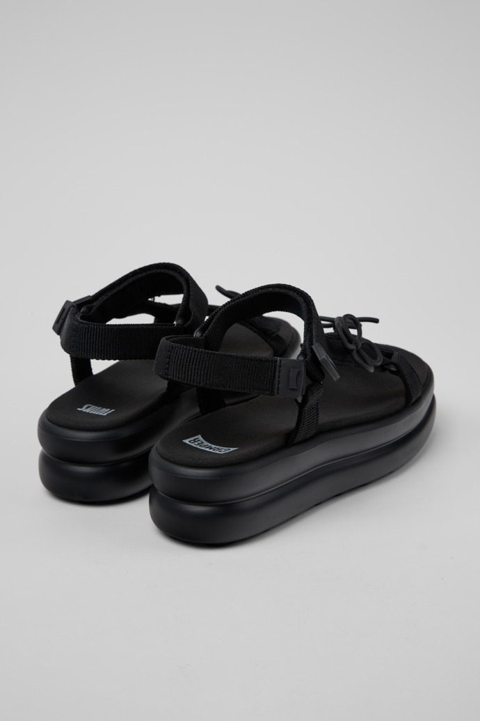 Back view of Twins Black Recycled PET Sandals for Women.