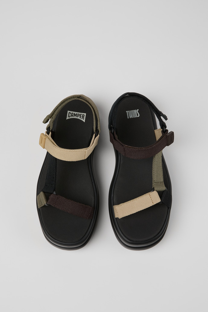 Overhead view of Twins Multicolor Recycled PET Sandals for Women.
