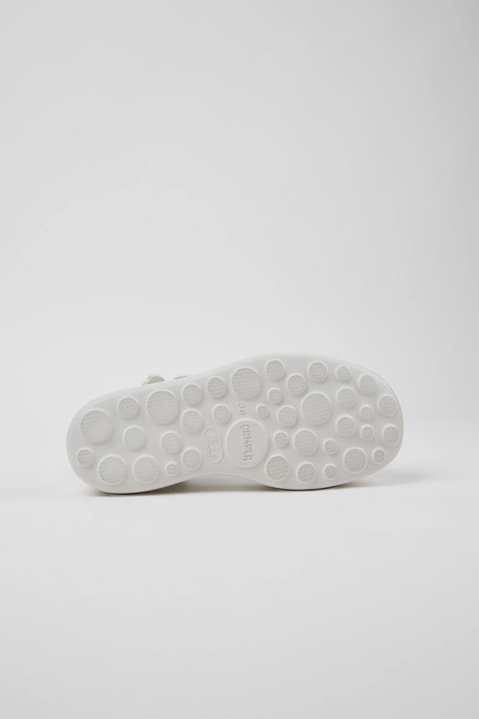 The soles of Pelotas Flota Up White and Green Textile Sandals for Women.
