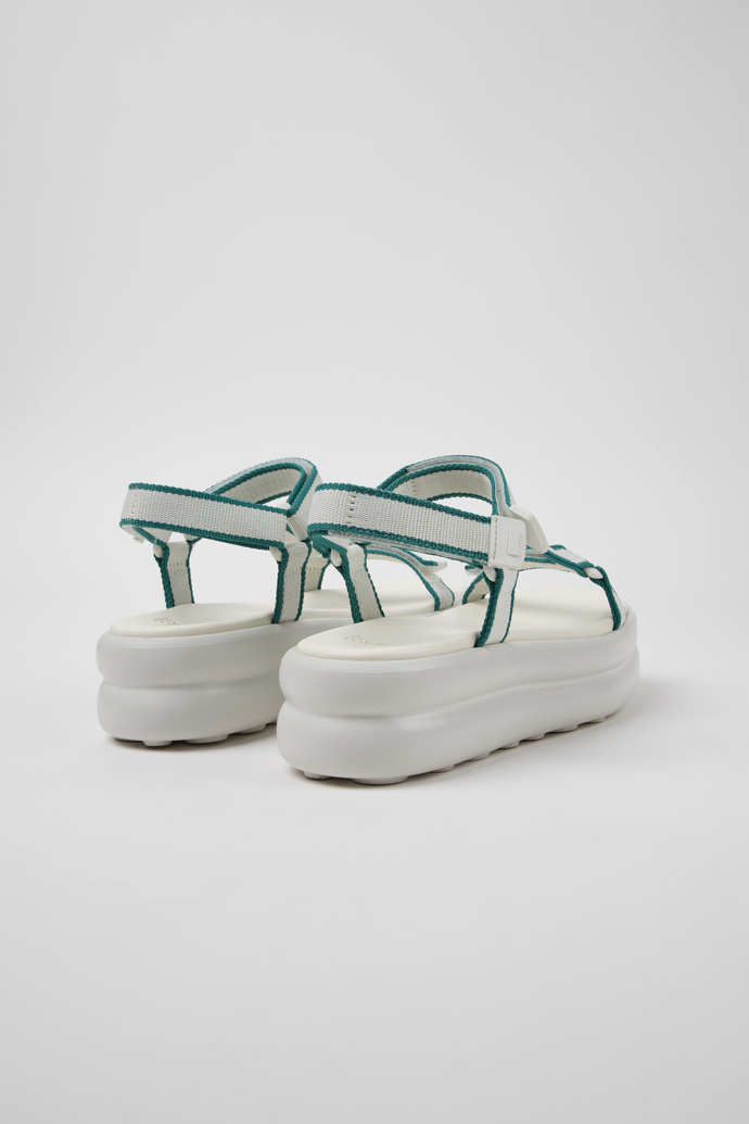 Back view of Pelotas Flota Up White and Green Textile Sandals for Women.