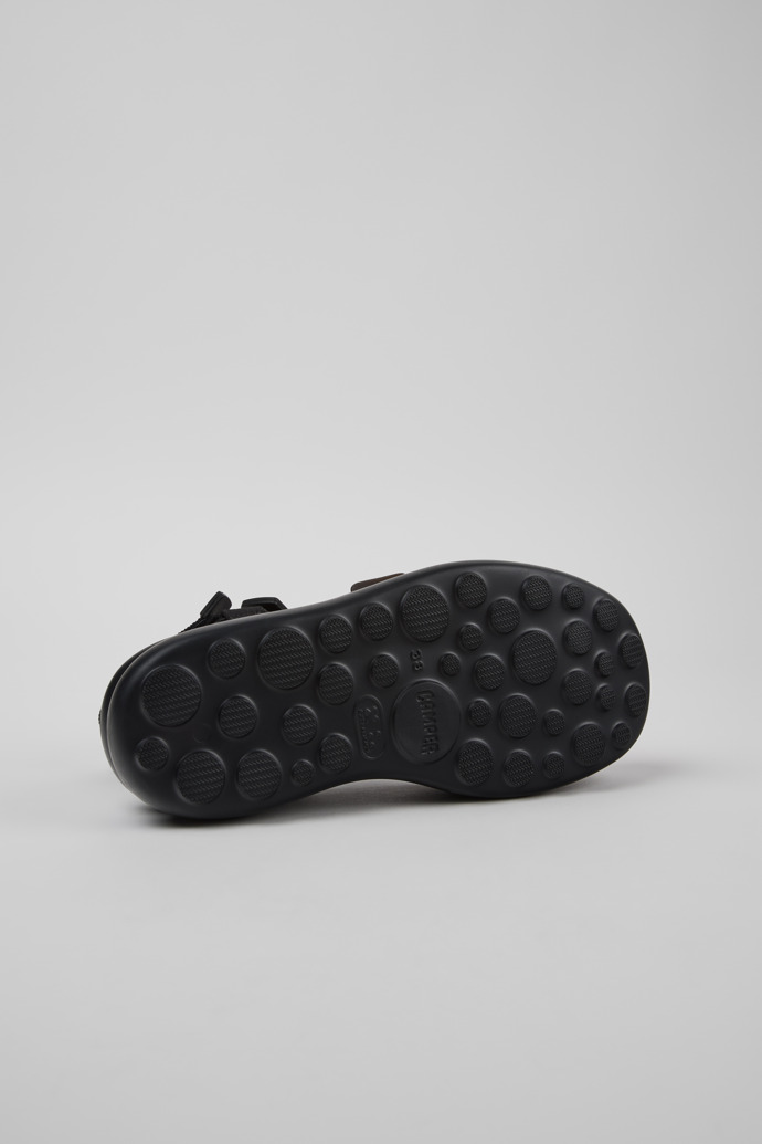 The soles of Twins Black Textile Sandals for Women.
