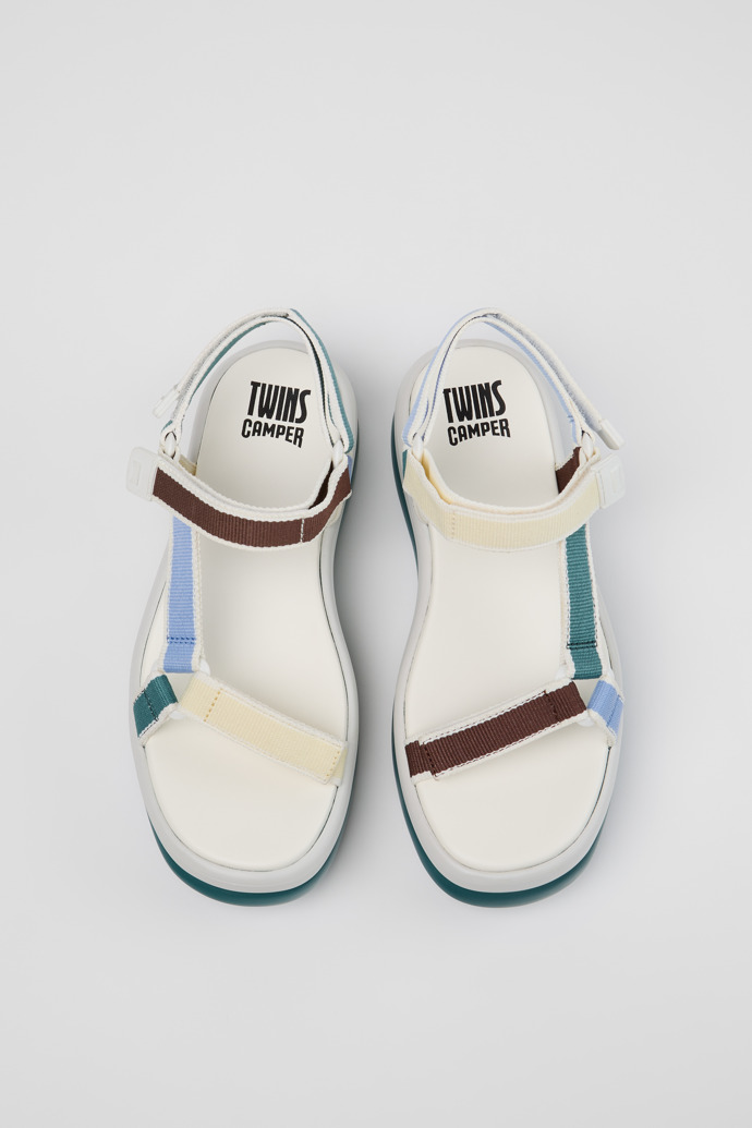 Overhead view of Twins Multicolor Textile Sandals for Women with EVA Outsoles.