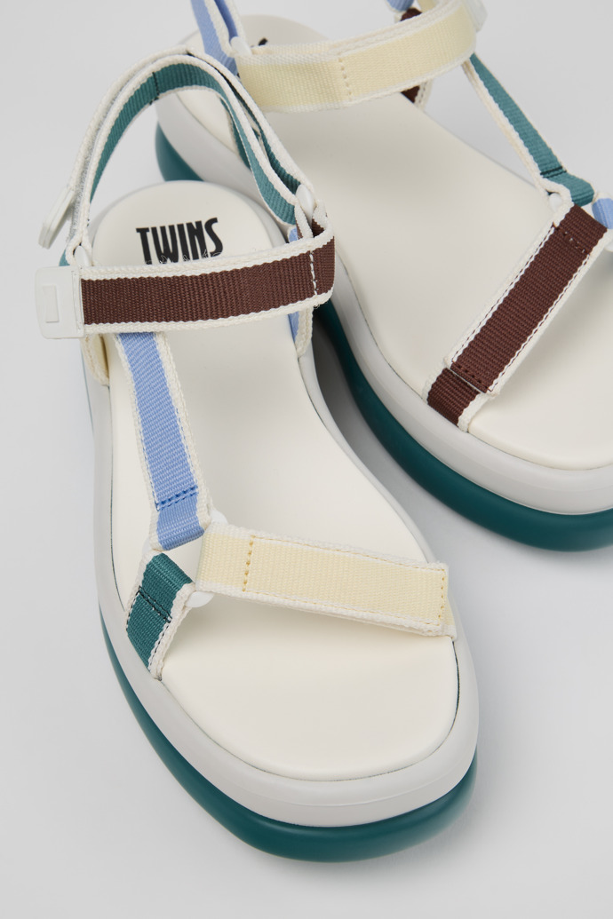 Close-up view of Twins Multicolor Textile Sandals for Women with EVA Outsoles.