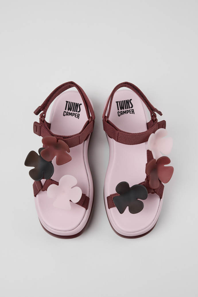 Overhead view of Twins Burgundy Textile Sandals for Women.