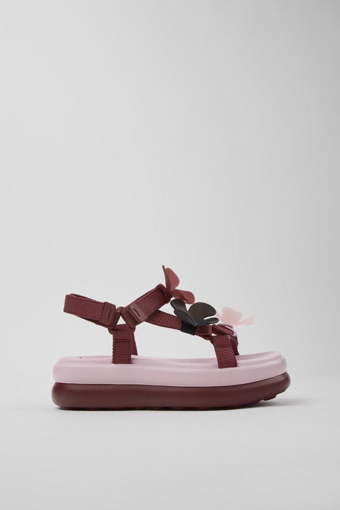 Side view of Twins Burgundy Textile Sandals for Women.