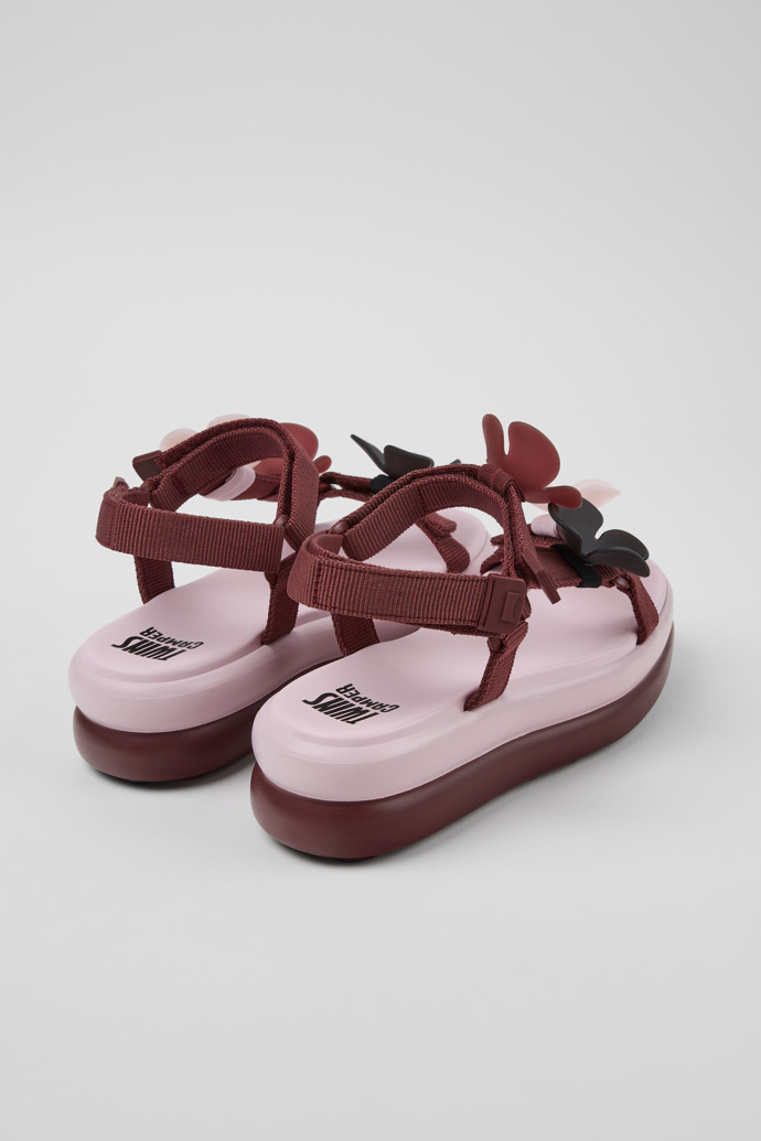 Back view of Twins Burgundy Textile Sandals for Women.