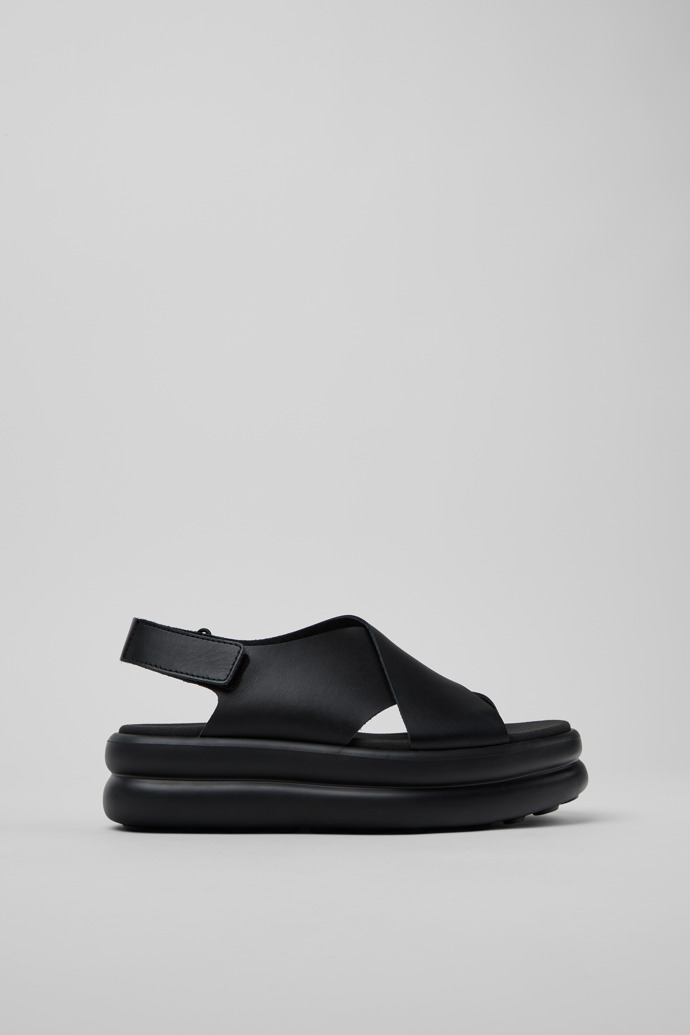 Side view of Pelotas Flota Up Black Leather Sandals for Women.