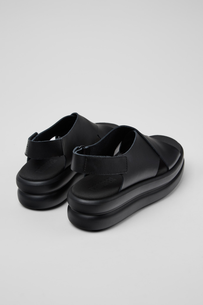 Back view of Pelotas Flota Up Black Leather Sandals for Women.