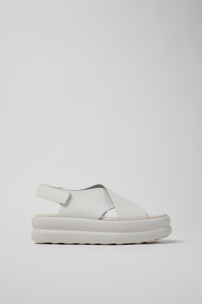 Side view of Pelotas Flota Up White Leather Sandals for Women.